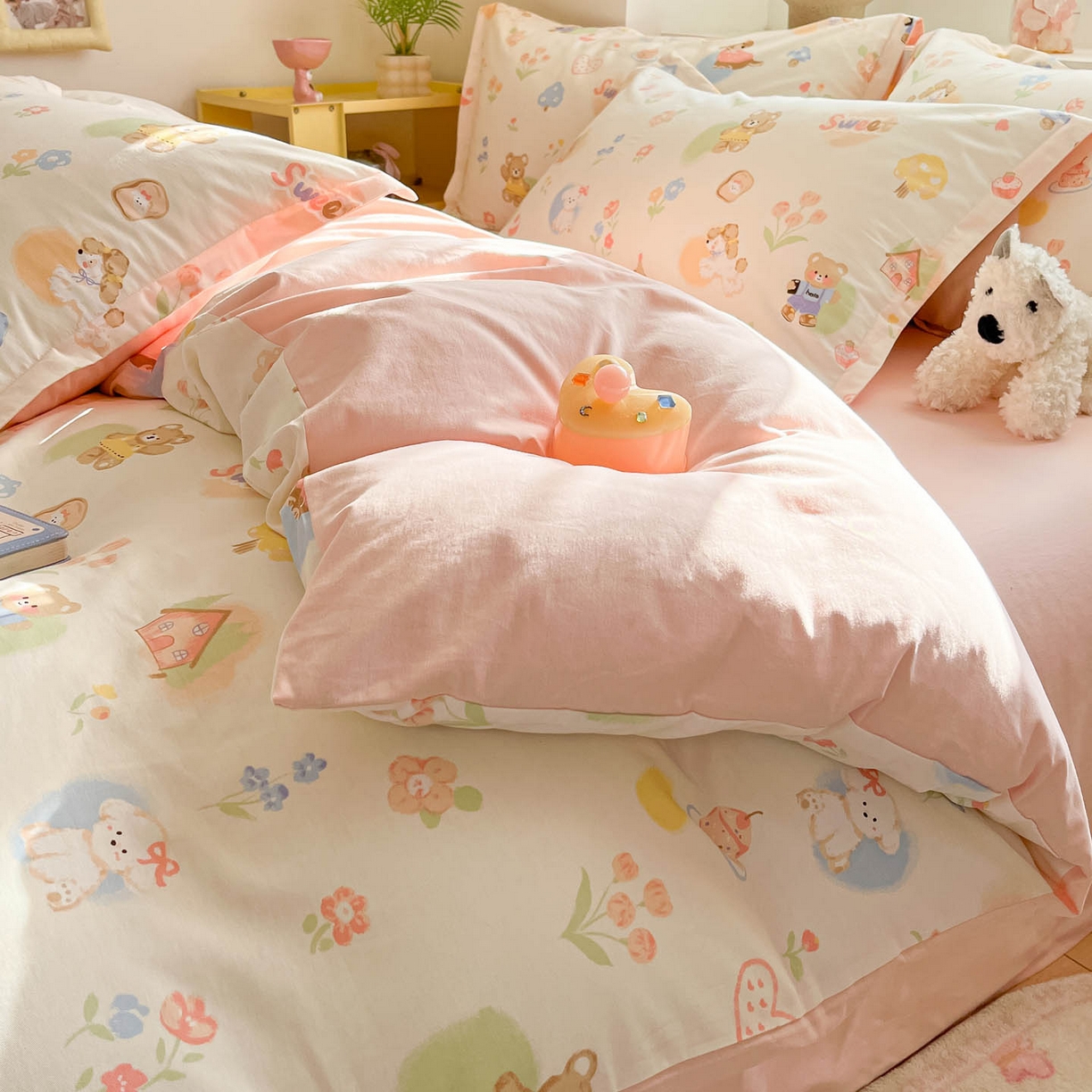 91家纺网 家纺一手货源 找家纺 涵宸家纺 2026新款全棉印花小清新四件套 奶糕世界