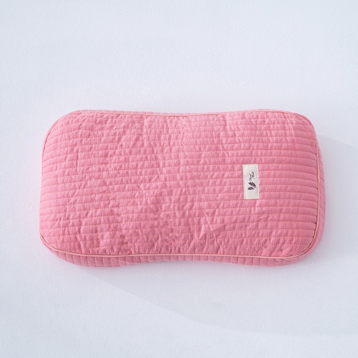 91家纺网 家纺一手货源 找家纺 怡薇格枕芯 2026新款韩式砂洗全荞麦枕头枕芯 粉色