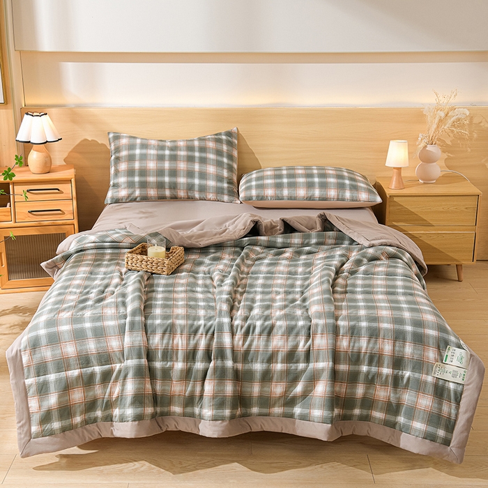 91家纺网 家纺一手货源 找家纺 欧朵家纺 2026春夏新款水洗棉新疆棉花被夏凉被空调被 暖阳格