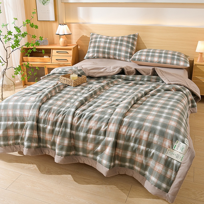 91家纺网 家纺一手货源 找家纺 欧朵家纺 2026春夏新款水洗棉新疆棉花被夏凉被空调被 暖阳格