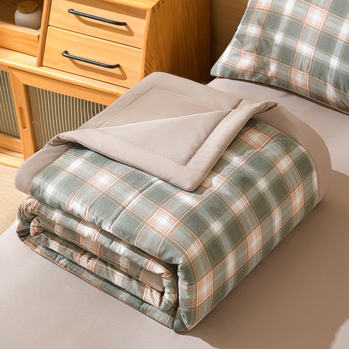 91家纺网 家纺一手货源 找家纺 欧朵家纺 2026春夏新款水洗棉新疆棉花被夏凉被空调被 暖阳格