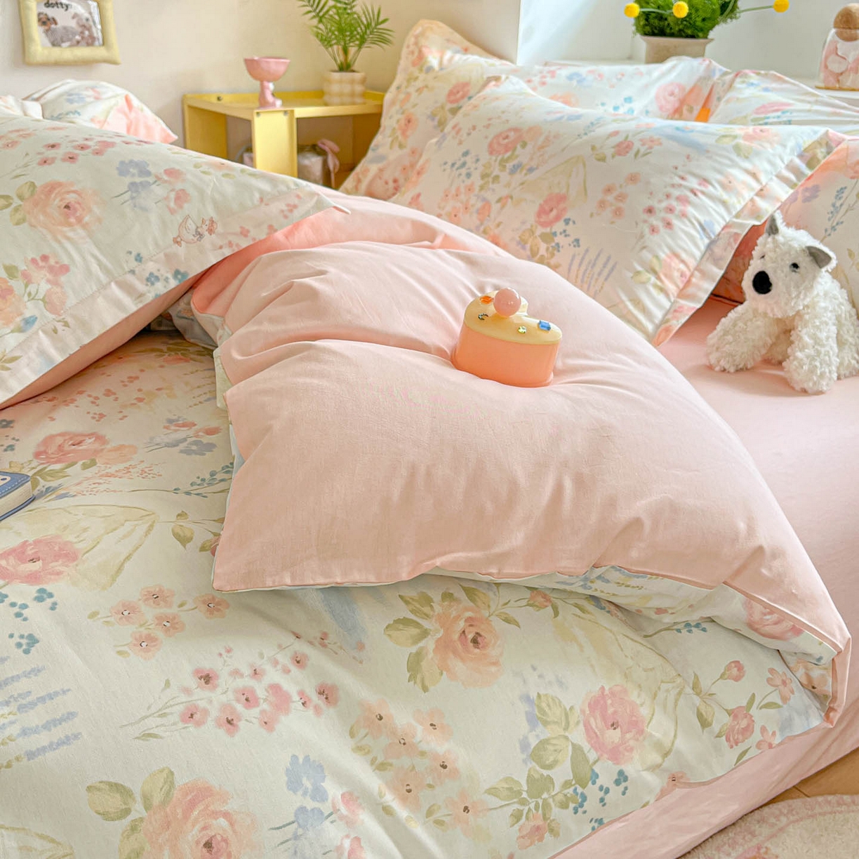 91家纺网 家纺一手货源 找家纺 涵宸家纺 2026新款全棉印花小清新四件套 山茶漫记