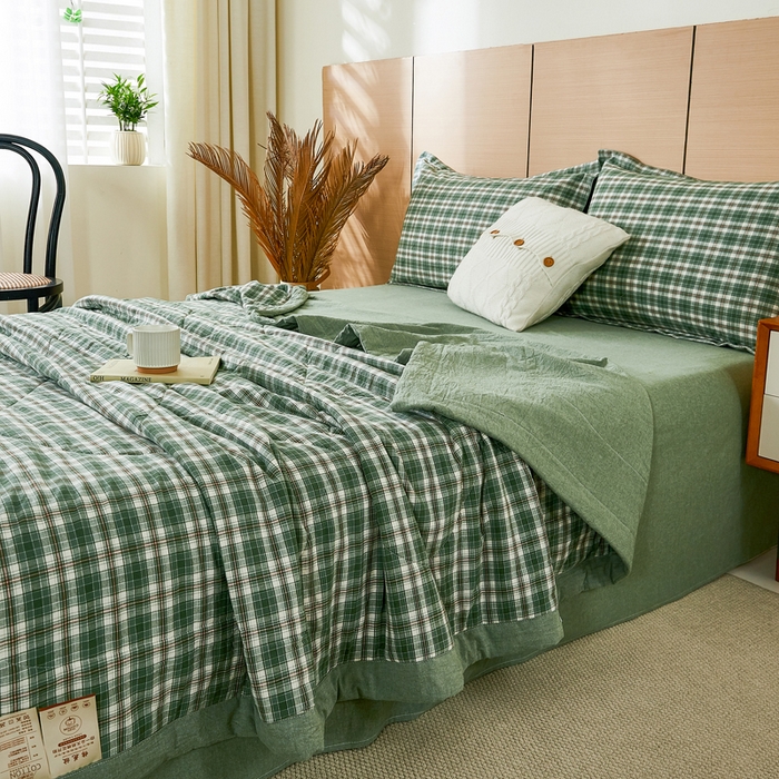 91家纺网 家纺一手货源 找家纺 81号家纺 2026新款全棉纯棉色织棉花夏被夏凉被空调被 绿小格