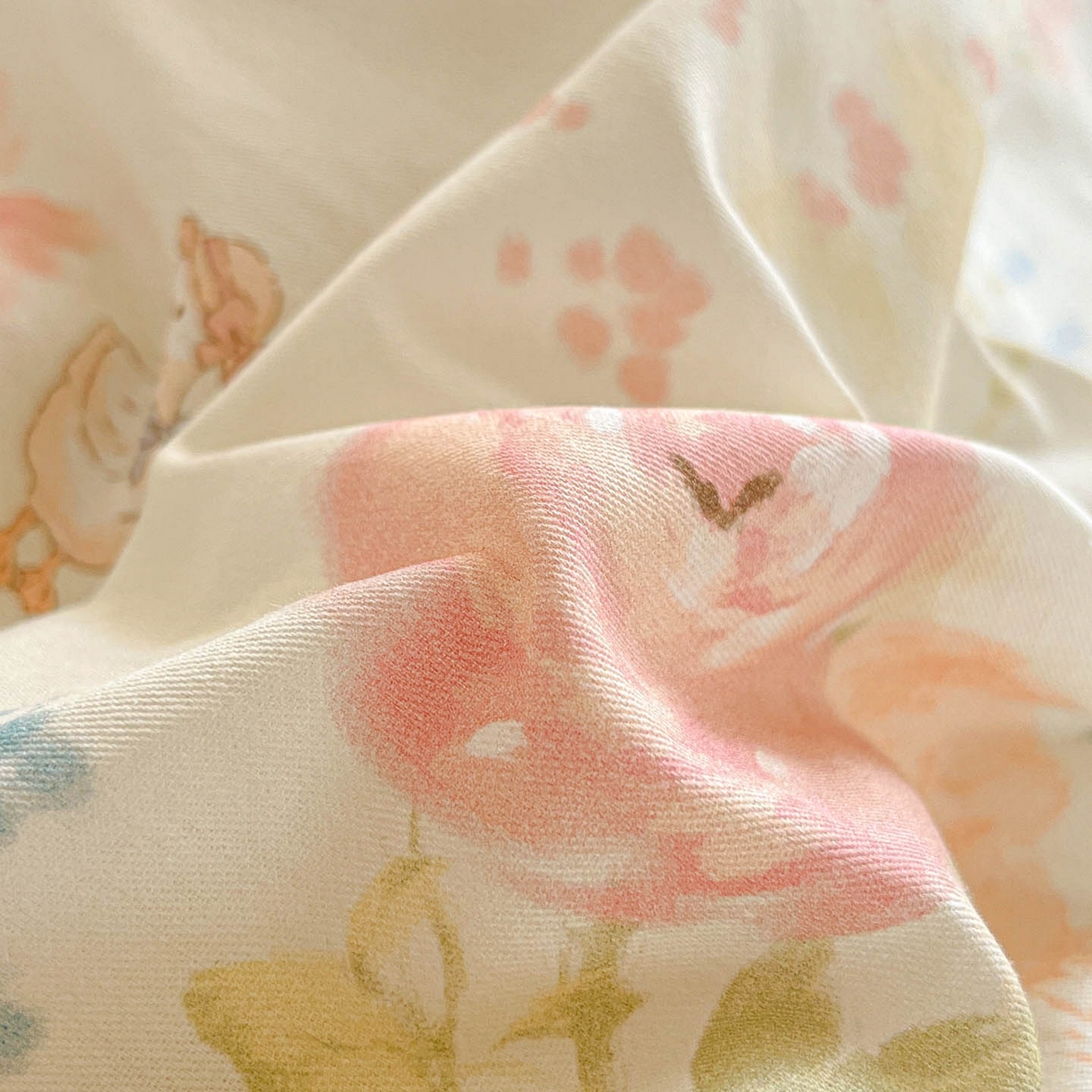 91家纺网 家纺一手货源 找家纺 涵宸家纺 2026新款全棉印花小清新四件套 山茶漫记