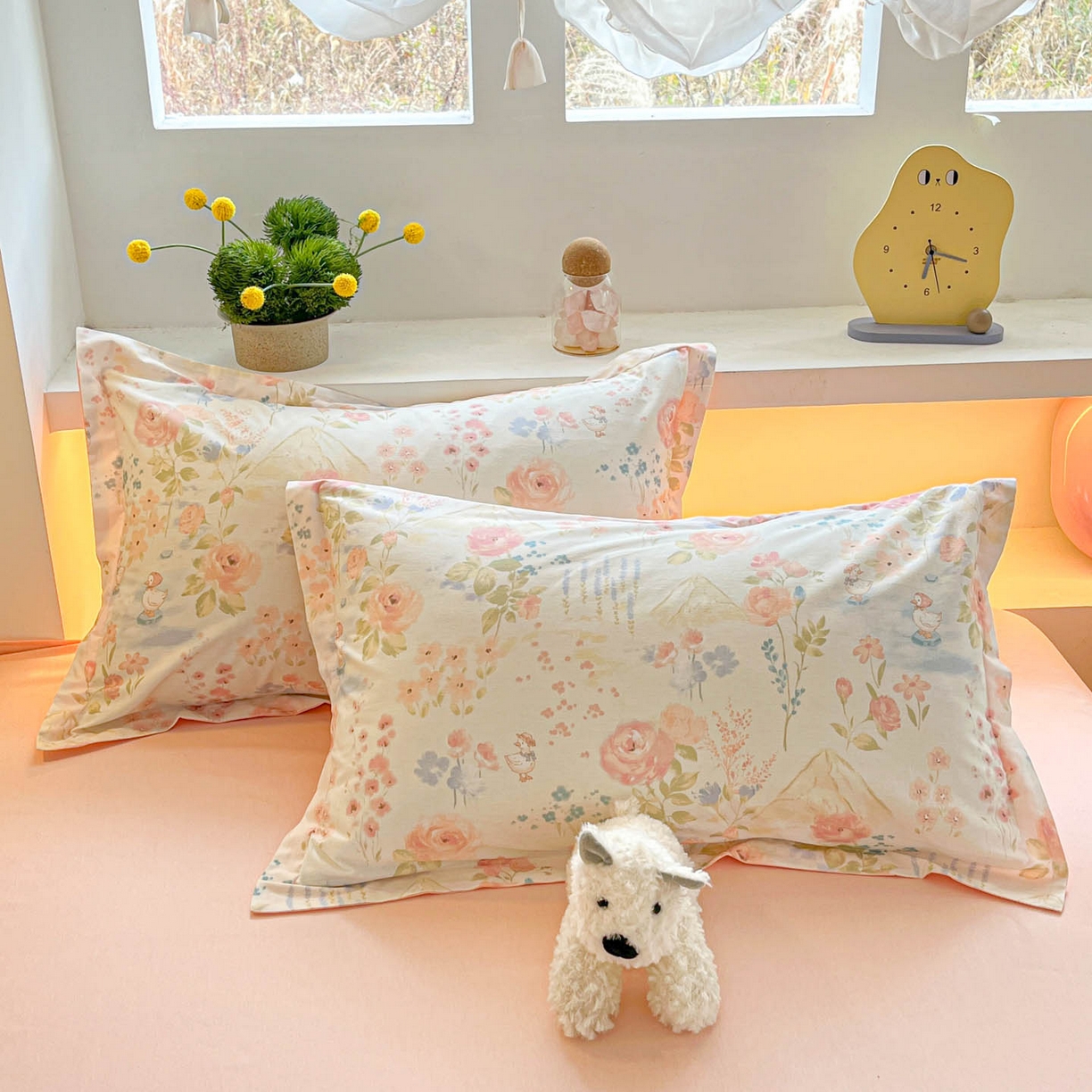 91家纺网 家纺一手货源 找家纺 涵宸家纺 2026新款全棉印花小清新四件套 山茶漫记