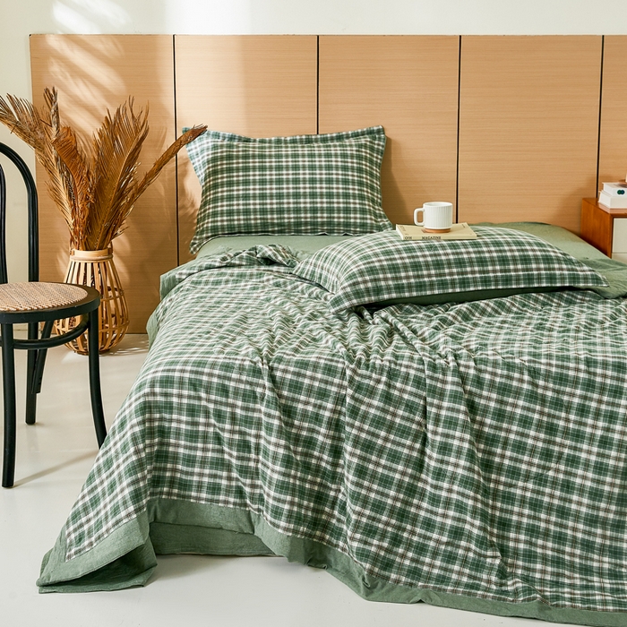 91家纺网 家纺一手货源 找家纺 81号家纺 2026新款全棉纯棉色织棉花夏被夏凉被空调被 绿小格