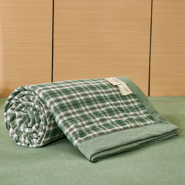 91家纺网 家纺一手货源 找家纺 81号家纺 2026新款全棉纯棉色织棉花夏被夏凉被空调被 绿小格