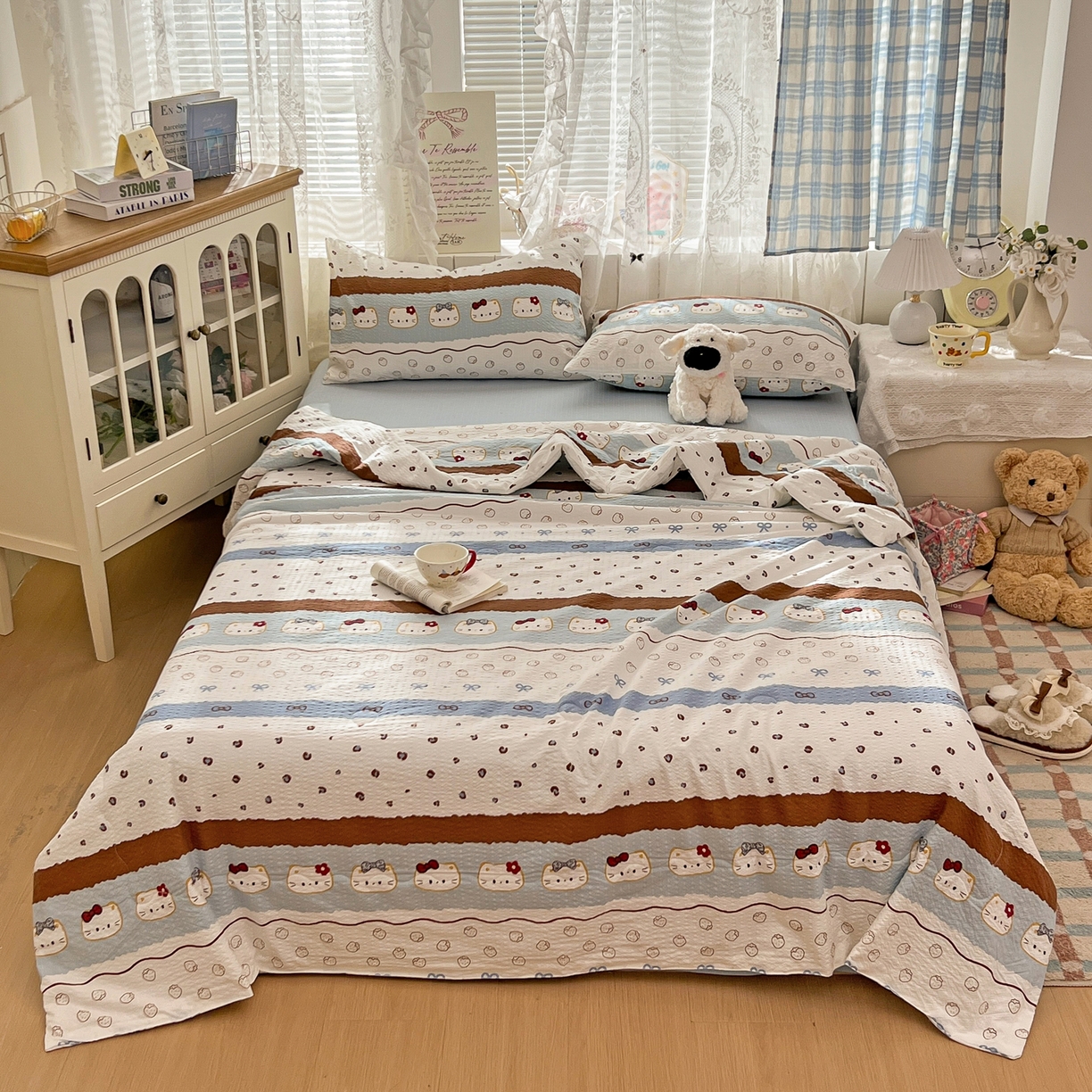 91家纺网 家纺一手货源 找家纺 （总）老K (原美阁） 2026新款泡芙棉夏被四件套双层纱泡芙纱单夏被