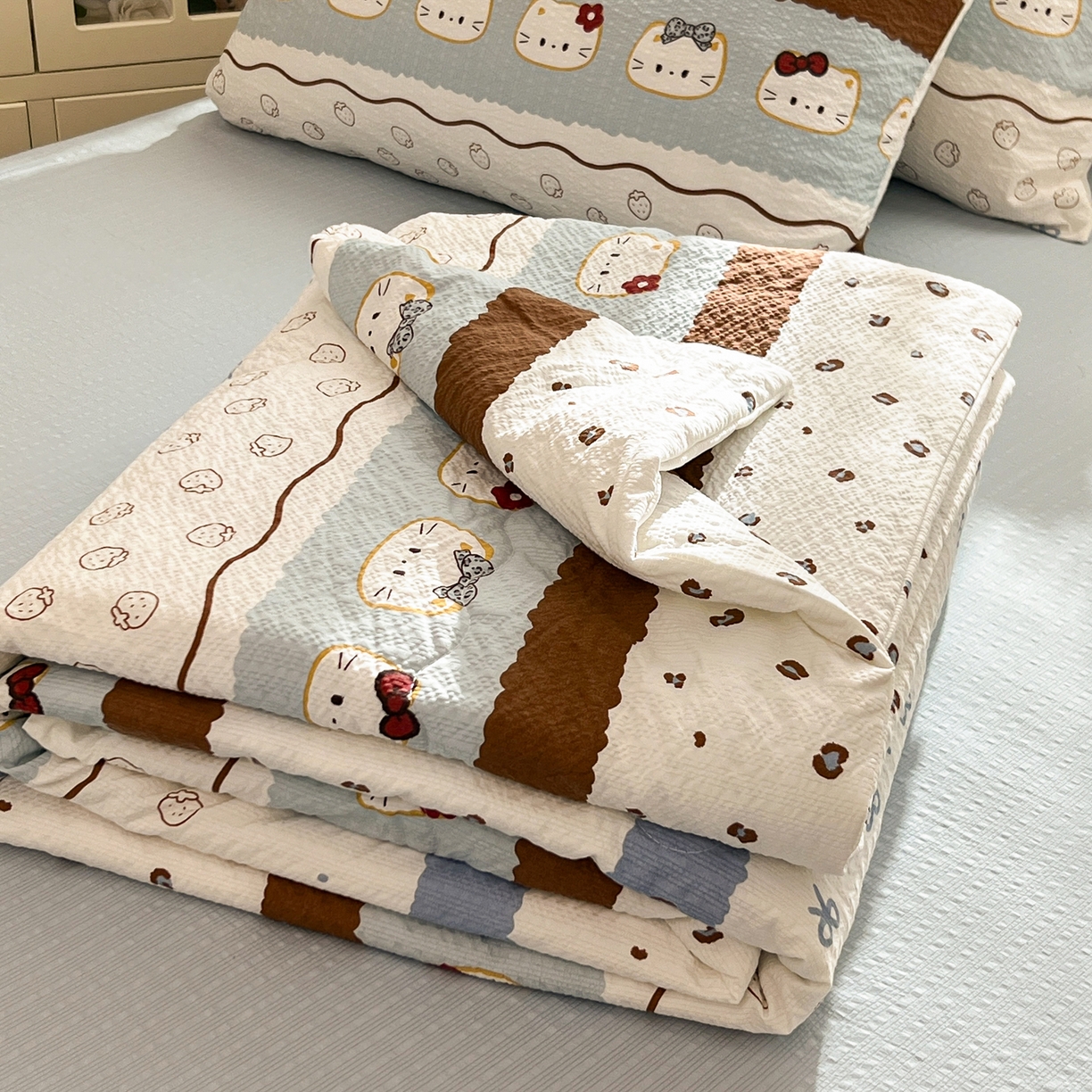 91家纺网 家纺一手货源 找家纺 （总）老K (原美阁） 2026新款泡芙棉夏被四件套双层纱泡芙纱单夏被