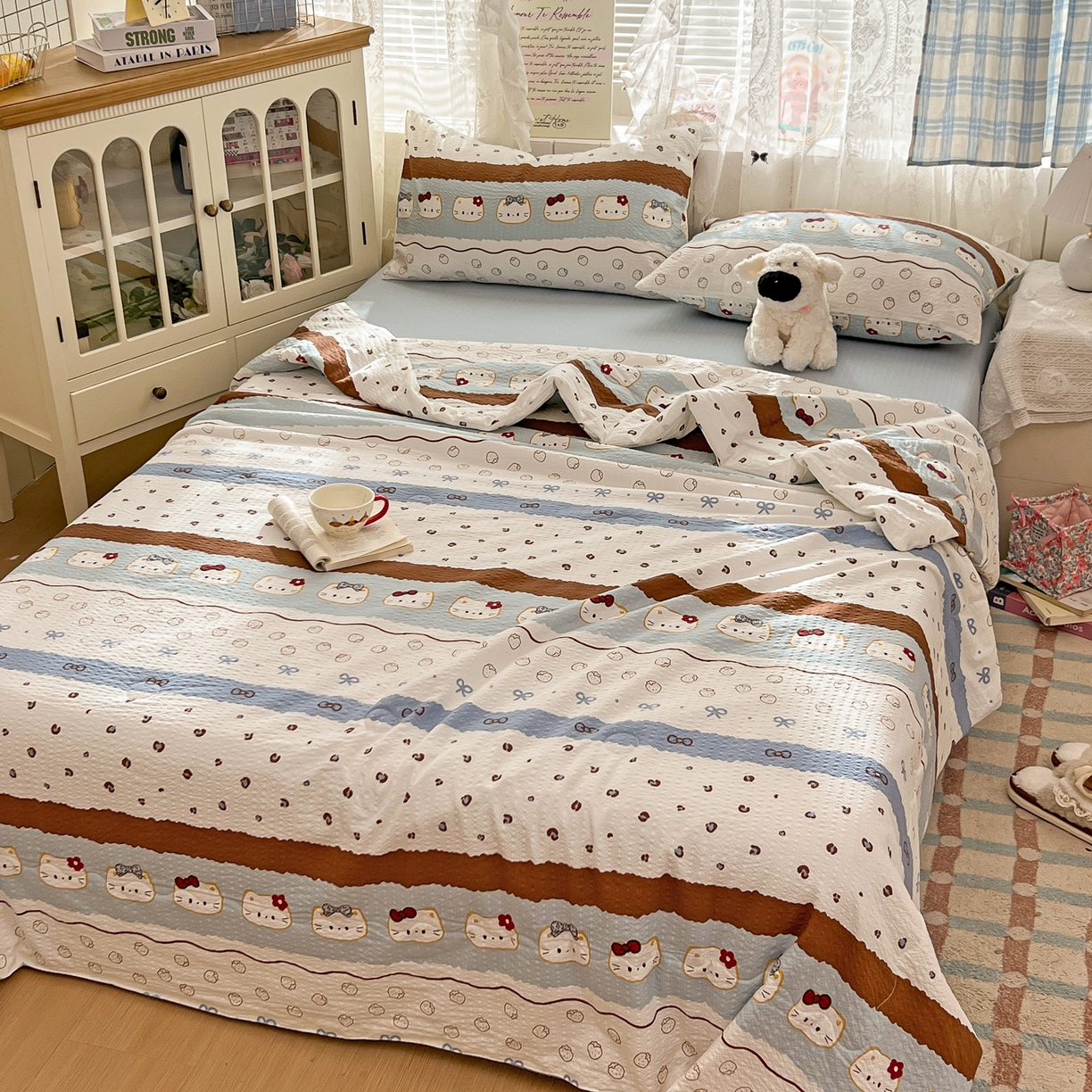 91家纺网 家纺一手货源 找家纺 （总）老K (原美阁） 2026新款泡芙棉夏被四件套双层纱泡芙纱单夏被