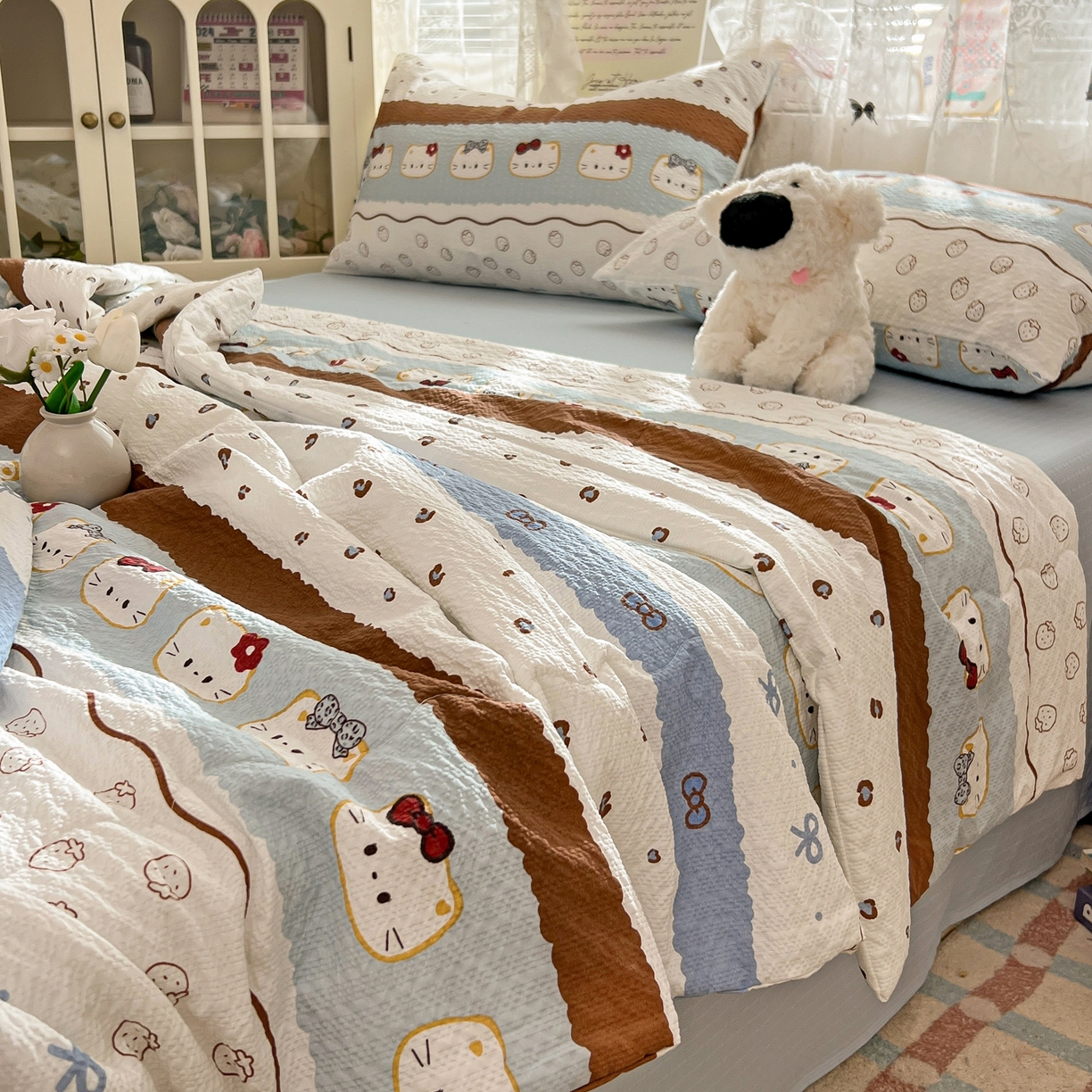 91家纺网 家纺一手货源 找家纺 （总）老K (原美阁） 2025新款夏季冰丝四件套韩版公主风水洗真丝被套四件套