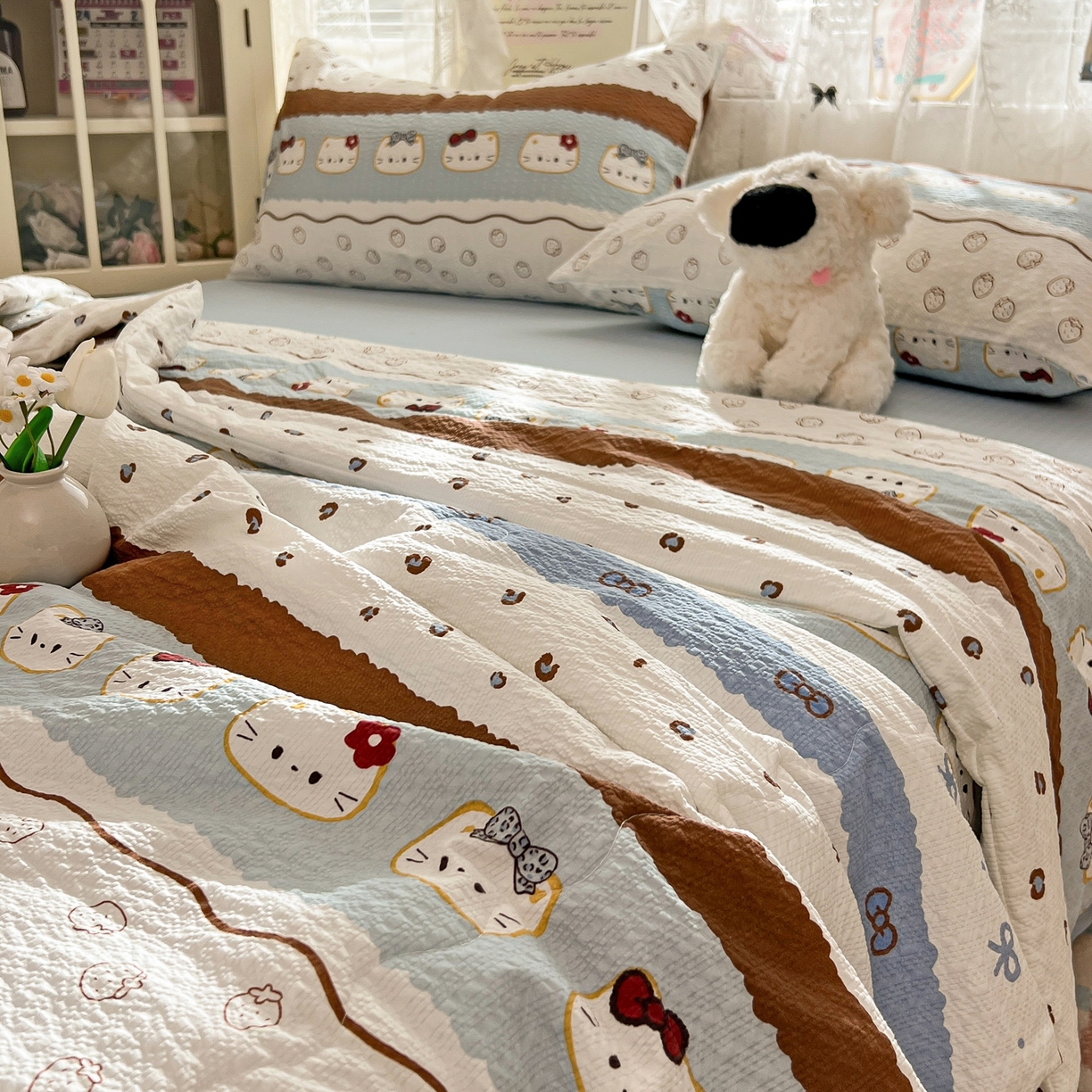 91家纺网 家纺一手货源 找家纺 （总）老K (原美阁） 2026新款泡芙棉夏被四件套双层纱泡芙纱单夏被