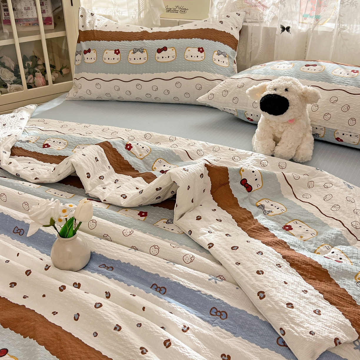 91家纺网 家纺一手货源 找家纺 （总）老K (原美阁） 2026新款泡芙棉夏被四件套双层纱泡芙纱单夏被