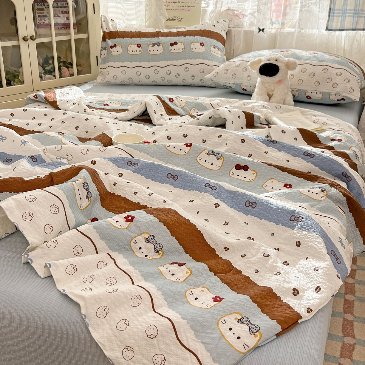 91家纺网 家纺一手货源 找家纺 （总）老K (原美阁） 2026新款泡芙棉夏被四件套双层纱泡芙纱单夏被