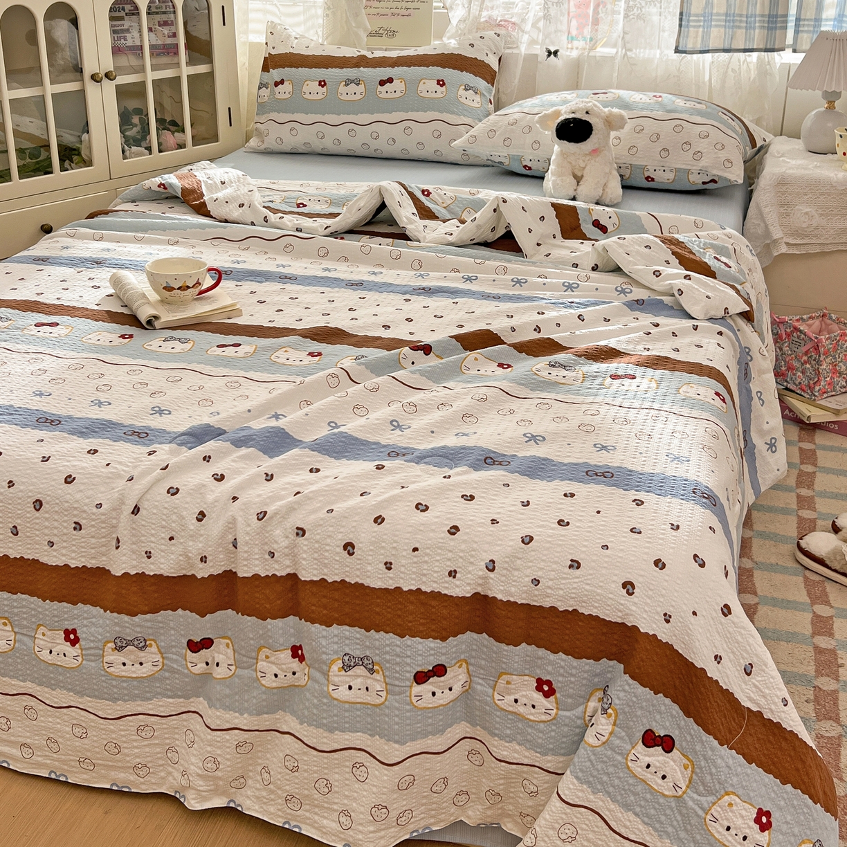 91家纺网 家纺一手货源 找家纺 （总）老K (原美阁） 2026新款泡芙棉夏被四件套双层纱泡芙纱单夏被