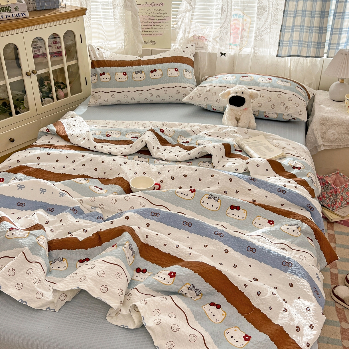 91家纺网 家纺一手货源 找家纺 （总）老K (原美阁） 2026新款泡芙棉夏被四件套双层纱泡芙纱单夏被