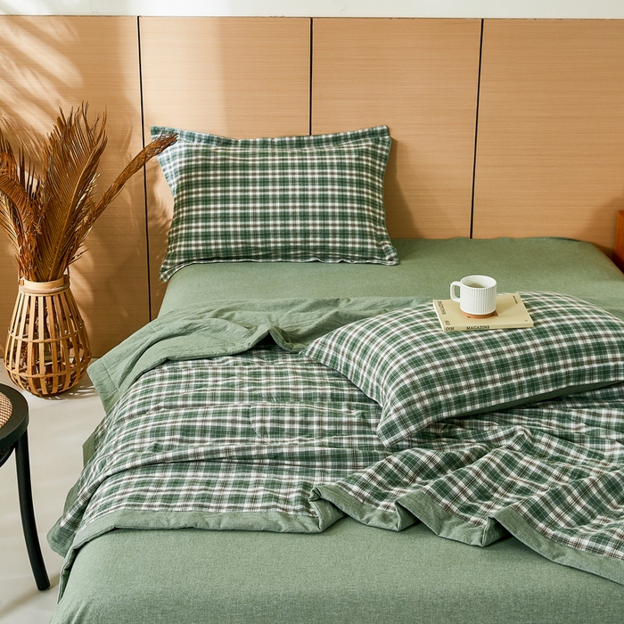 91家纺网 家纺一手货源 找家纺 81号家纺 2026新款全棉纯棉色织棉花夏被夏凉被空调被 绿小格