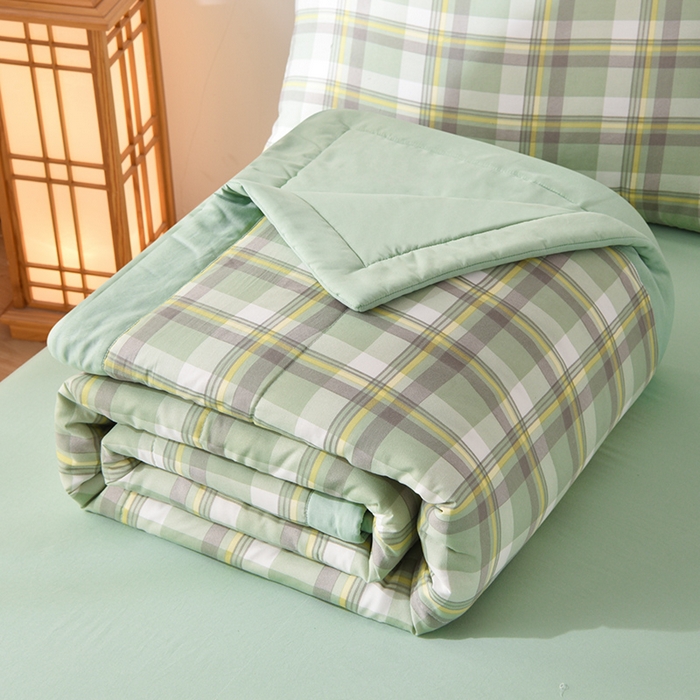 欧朵家纺 2026春夏新款水洗棉新疆棉花被夏凉被空调被 简兮-绿