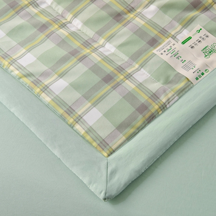 91家纺网 家纺一手货源 找家纺 欧朵家纺 2026春夏新款水洗棉新疆棉花被夏凉被空调被 简兮-绿