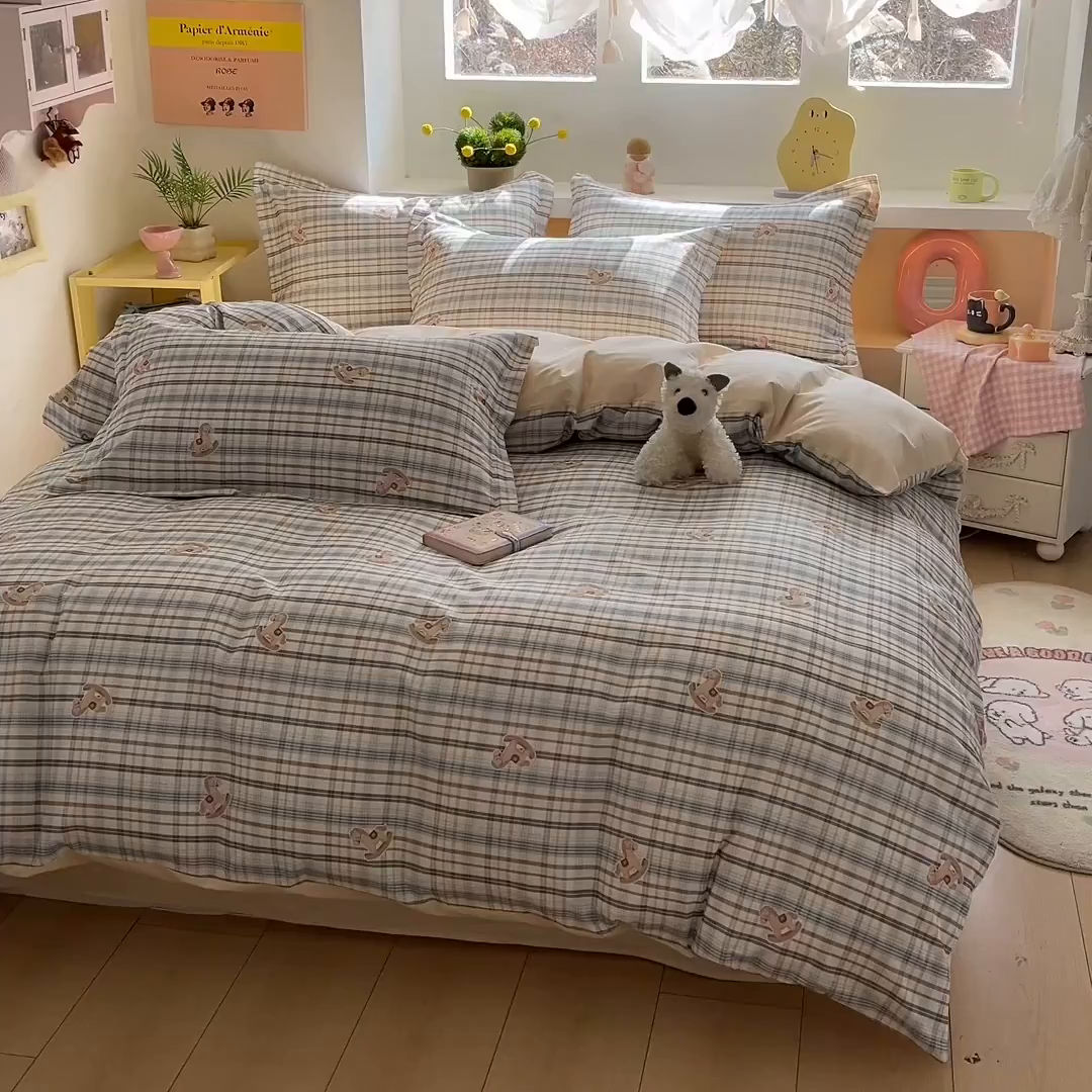 91家纺网 家纺一手货源 找家纺 涵宸家纺 2026新款全棉印花小清新四件套 术马格