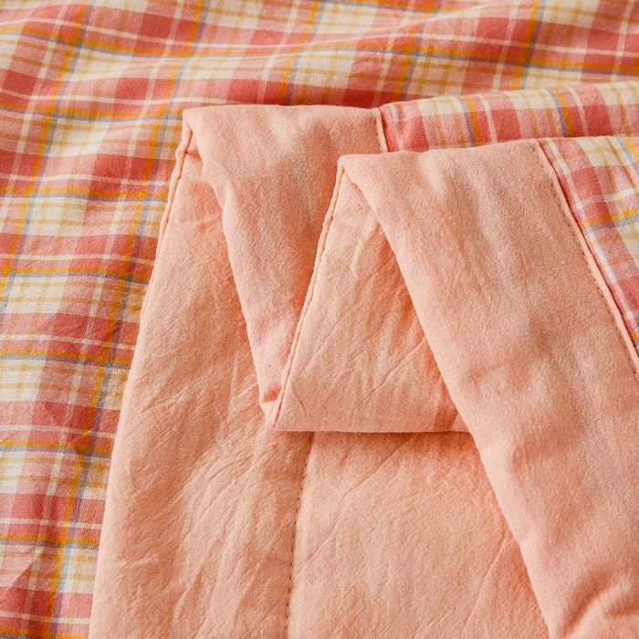 91家纺网 家纺一手货源 找家纺 81号家纺 2026新款全棉纯棉色织棉花夏被夏凉被空调被 蜜粉小格