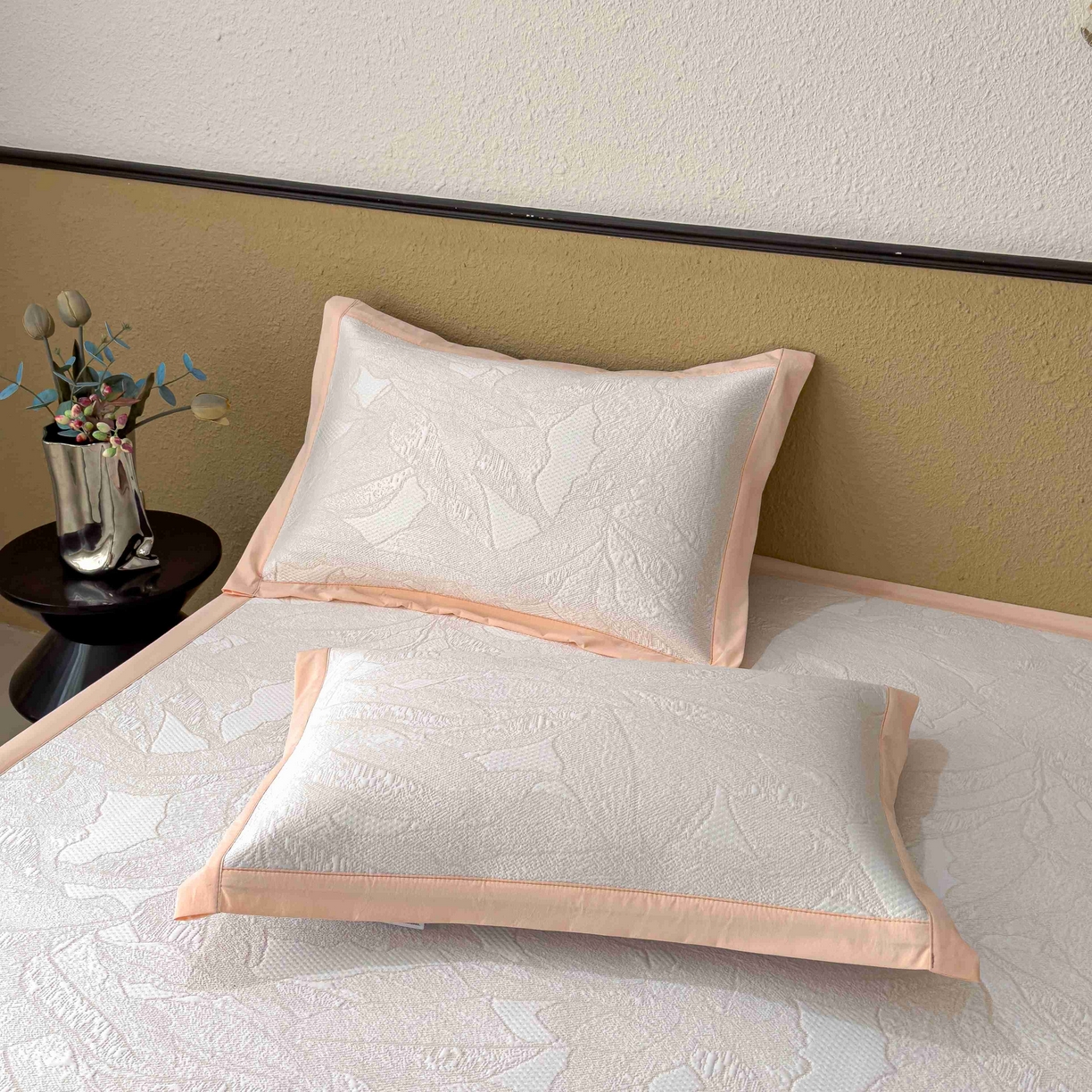 91家纺网 家纺一手货源 找家纺 孩子王家纺 2026春夏新款凉感过0.21夏天家用软席子可机洗空调席夏季高端华夫格凉席三件套 家大叶大-贝壳粉 床单款