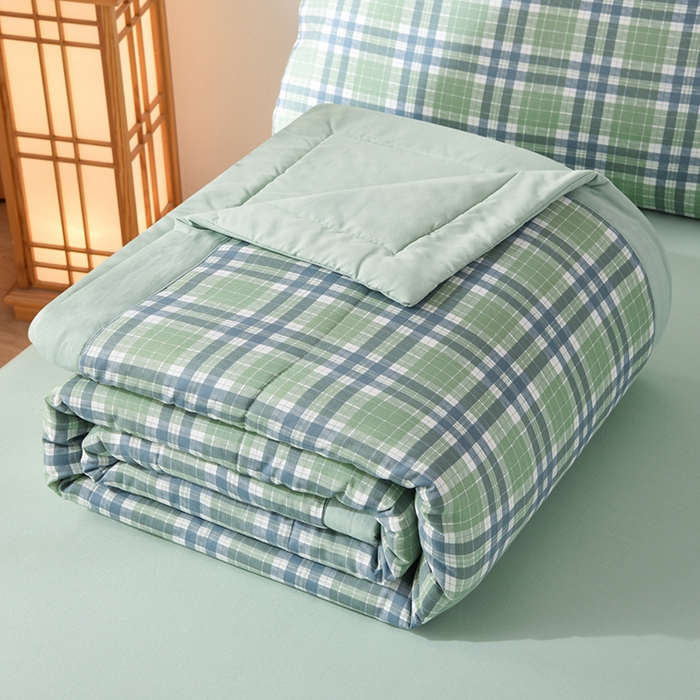 欧朵家纺 2026春夏新款水洗棉新疆棉花被夏凉被空调被 冰川-绿