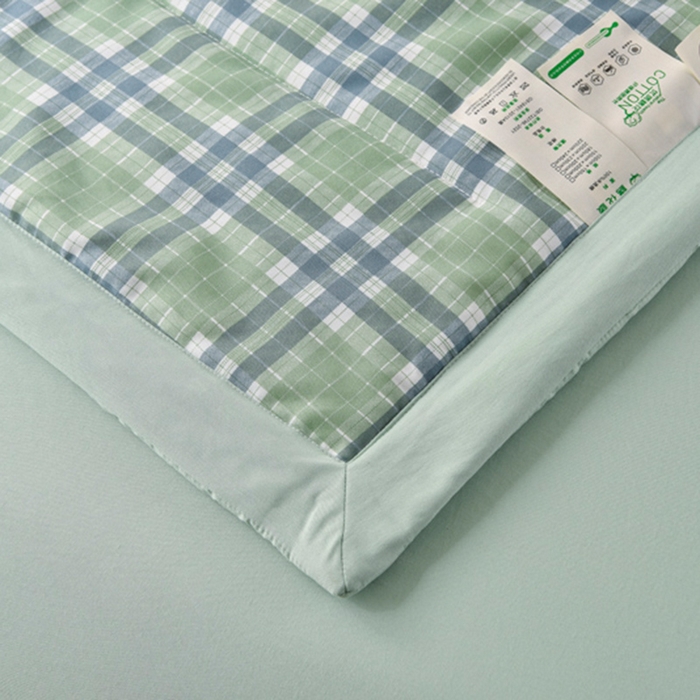 91家纺网 家纺一手货源 找家纺 欧朵家纺 2026春夏新款水洗棉新疆棉花被夏凉被空调被 冰川-绿