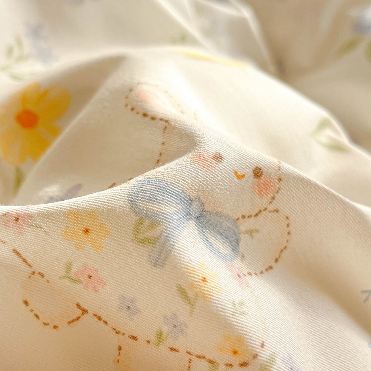 91家纺网 家纺一手货源 找家纺 涵宸家纺 2026新款全棉印花小清新四件套 兔茶春序