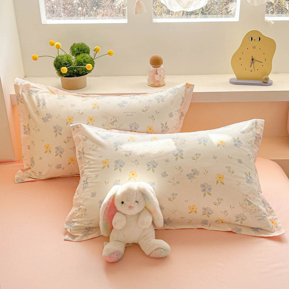 91家纺网 家纺一手货源 找家纺 涵宸家纺 2026新款全棉印花小清新四件套 兔茶春序