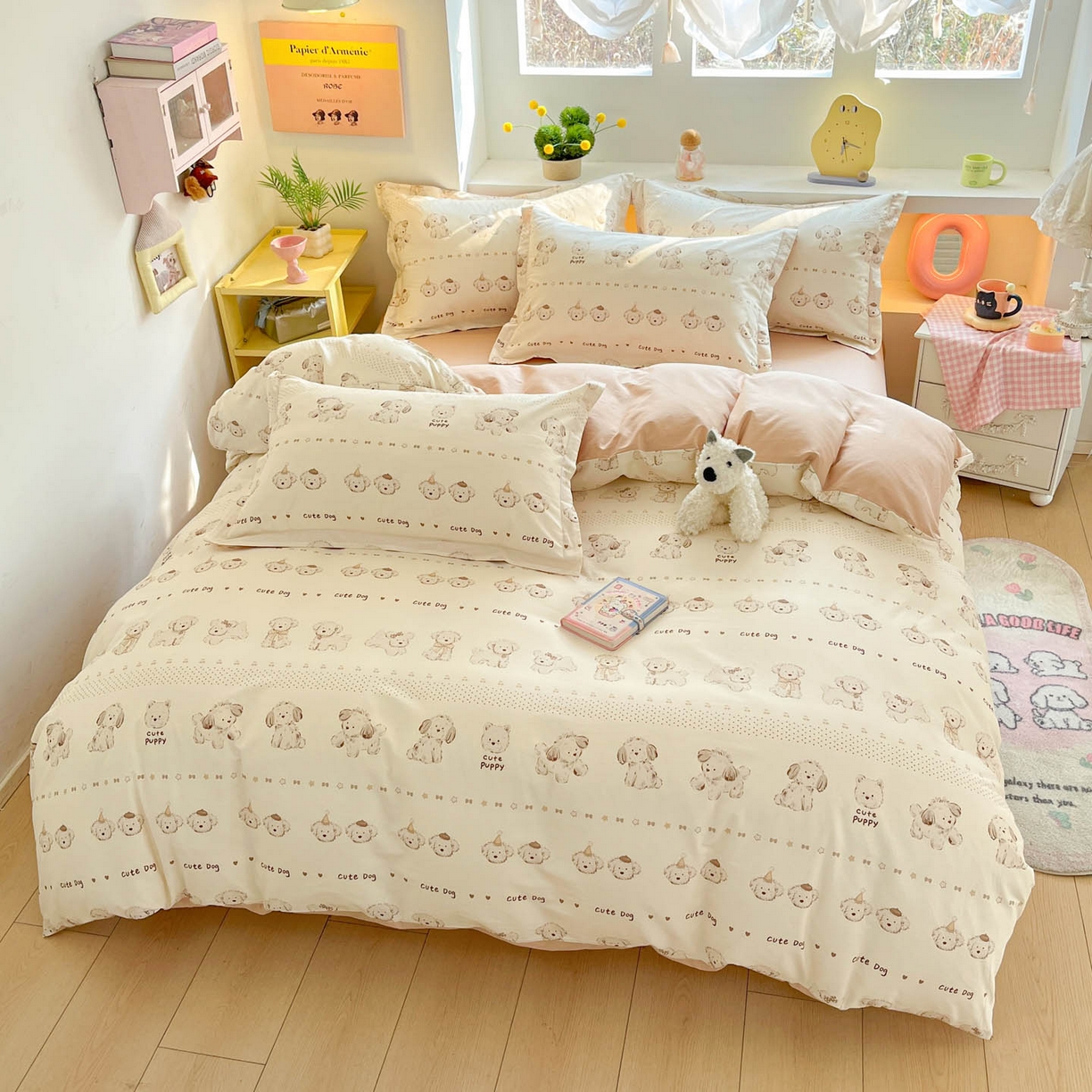 91家纺网 家纺一手货源 找家纺 涵宸家纺 2026新款全棉印花小清新四件套 汪趣阁