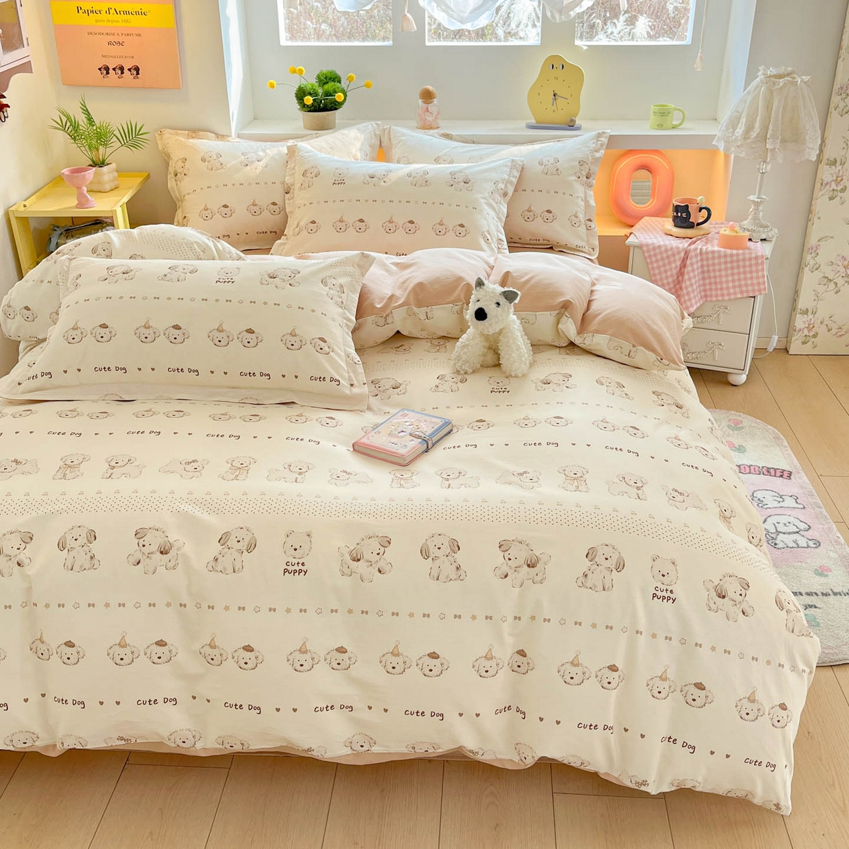 91家纺网 家纺一手货源 找家纺 涵宸家纺 2026新款全棉印花小清新四件套 汪趣阁