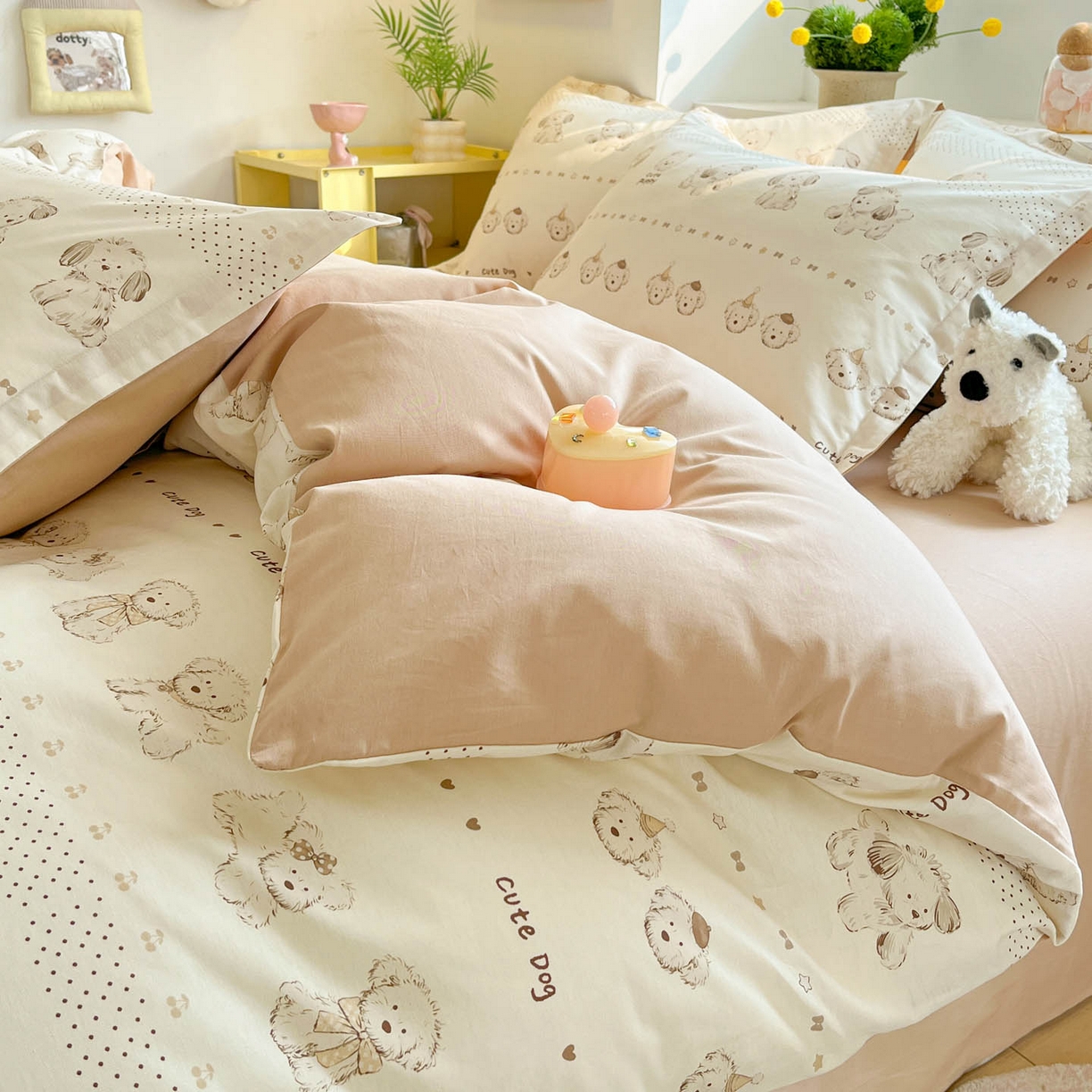 91家纺网 家纺一手货源 找家纺 涵宸家纺 2026新款全棉印花小清新四件套 汪趣阁