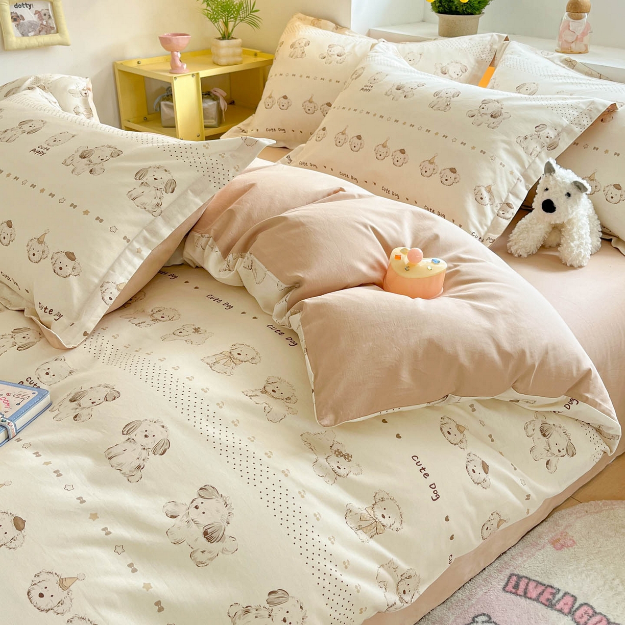 91家纺网 家纺一手货源 找家纺 涵宸家纺 2026新款全棉印花小清新四件套 汪趣阁