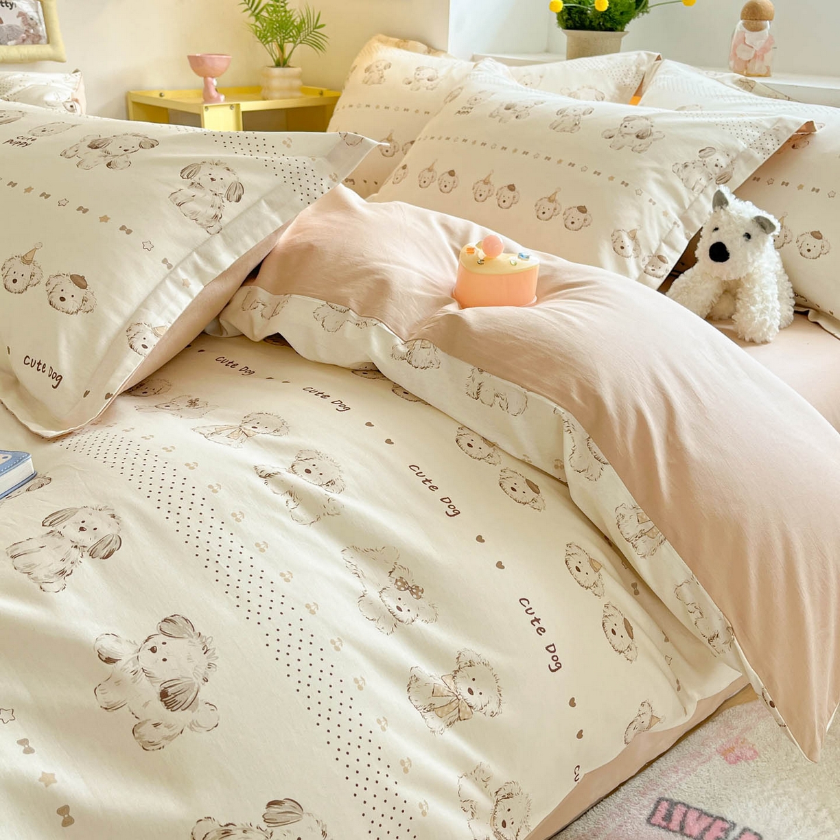 91家纺网 家纺一手货源 找家纺 涵宸家纺 2026新款全棉印花小清新四件套 汪趣阁