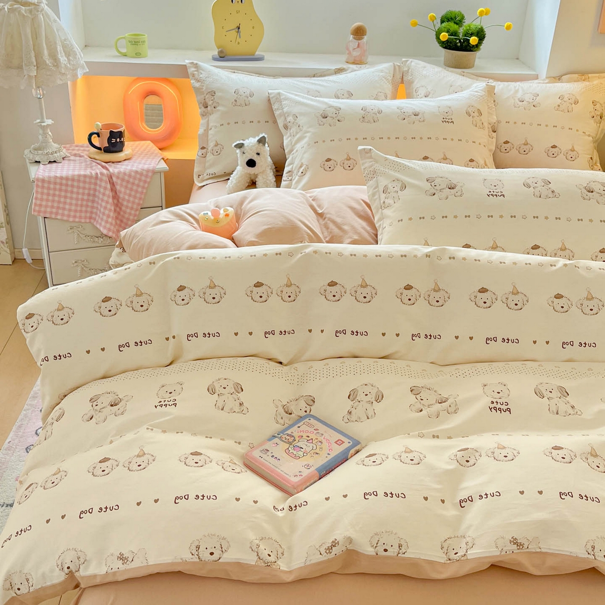 91家纺网 家纺一手货源 找家纺 涵宸家纺 2026新款全棉印花小清新四件套 汪趣阁