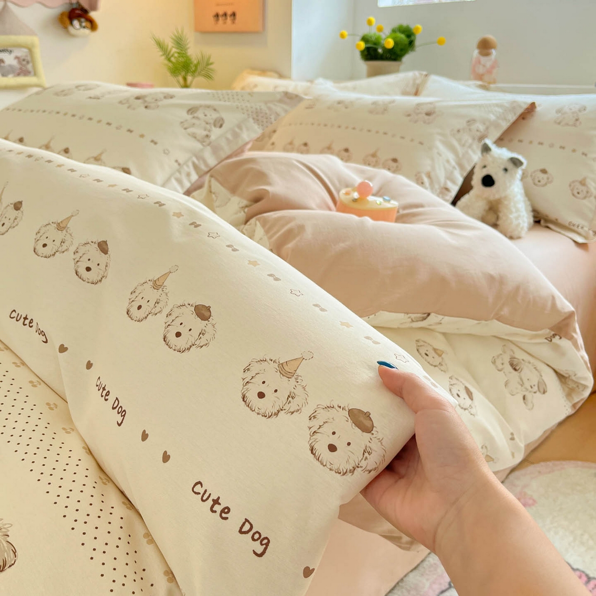 91家纺网 家纺一手货源 找家纺 涵宸家纺 2026新款全棉印花小清新四件套 汪趣阁