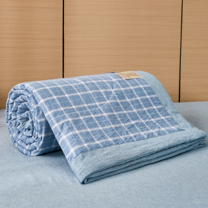 91家纺网 家纺一手货源 找家纺 81号家纺 2026新款全棉纯棉色织棉花夏被夏凉被空调被 天蓝格