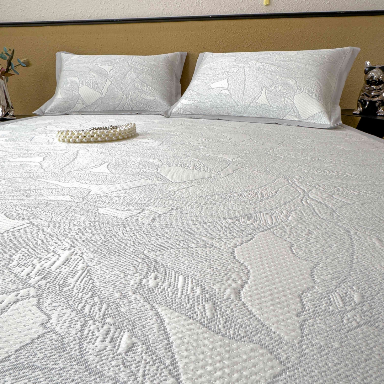 91家纺网 家纺一手货源 找家纺 孩子王家纺 2026春夏新款凉感过0.21夏天家用软席子可机洗空调席夏季高端华夫格凉席三件套 家大叶大-天空蓝 床单款