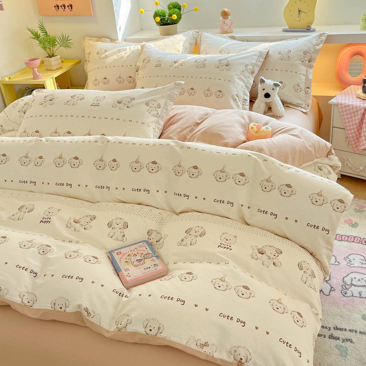 91家纺网 家纺一手货源 找家纺 涵宸家纺 2026新款全棉印花小清新四件套 汪趣阁