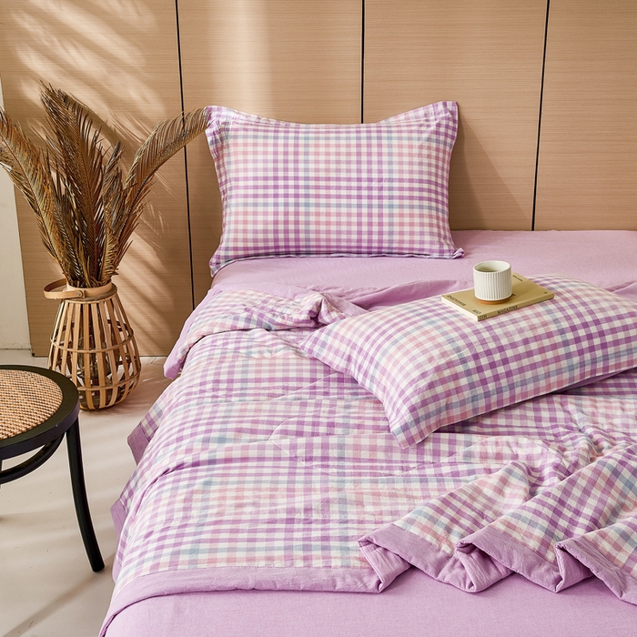 91家纺网 家纺一手货源 找家纺 81号家纺 2026新款全棉纯棉色织棉花夏被夏凉被空调被 樱草紫