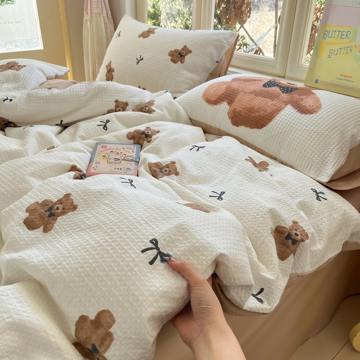 91家纺网 家纺一手货源 找家纺 （总）如一 2026新款全棉纯棉华夫格大版数码印花四件套