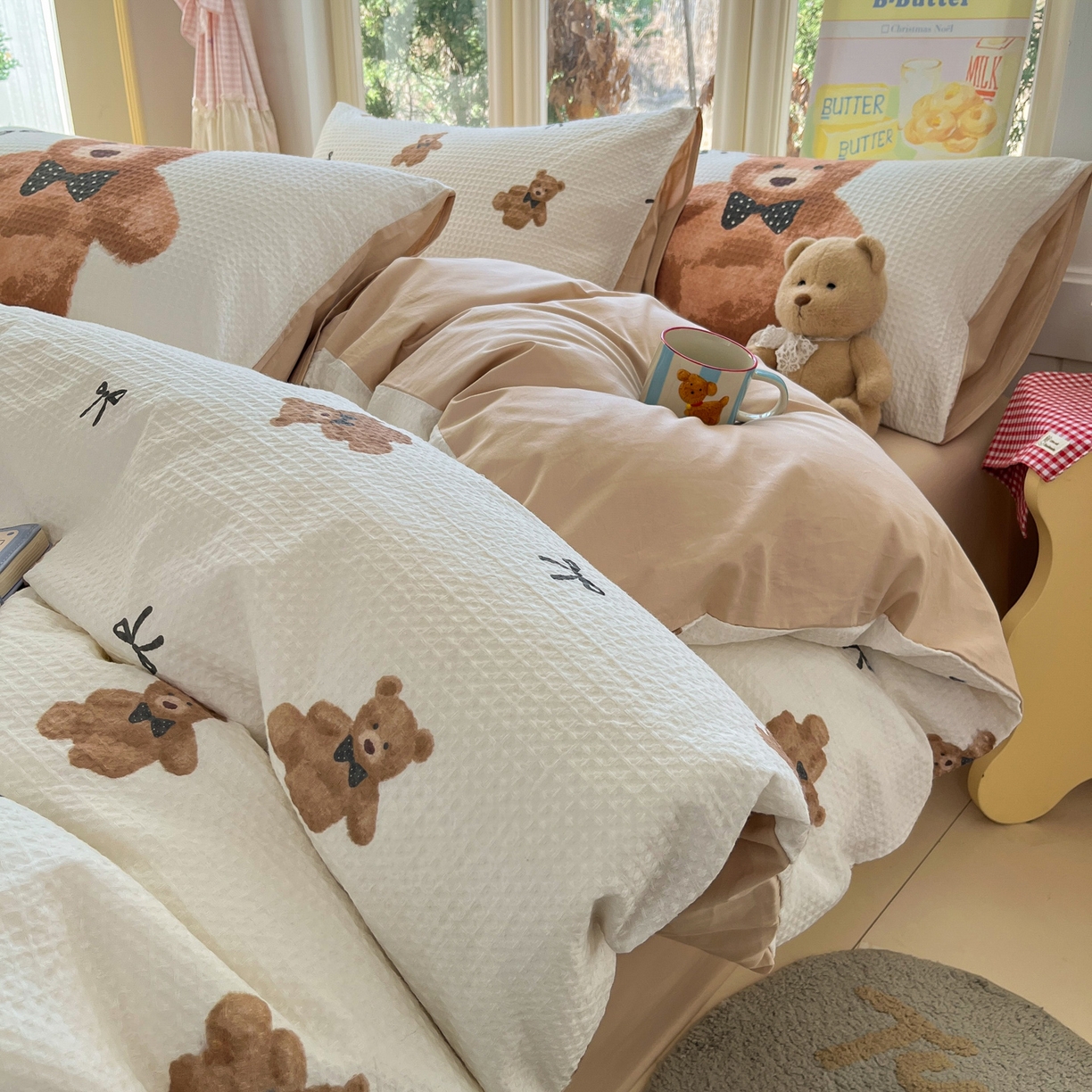 91家纺网 家纺一手货源 找家纺 （总）如一 2026新款全棉纯棉华夫格大版数码印花四件套