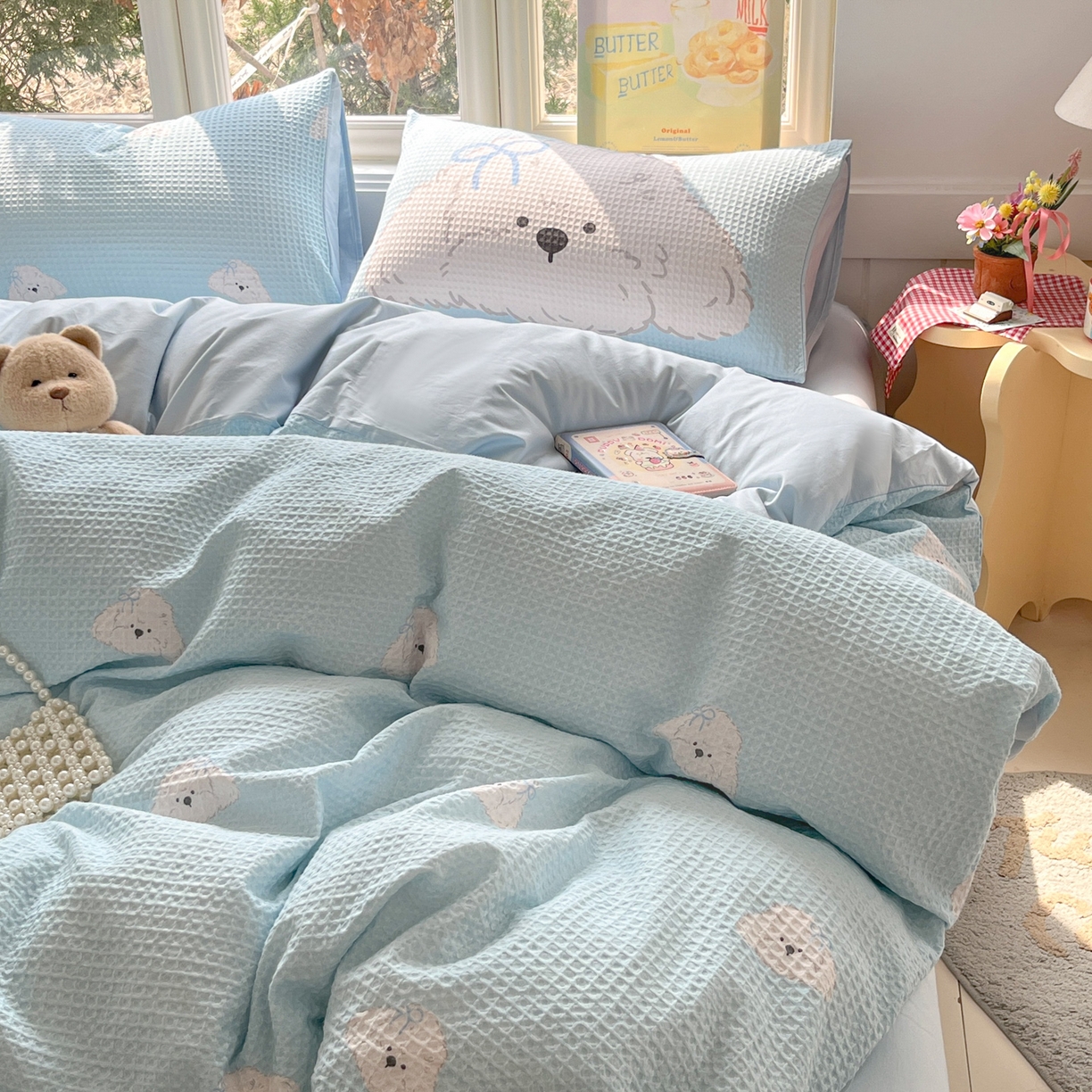 91家纺网 家纺一手货源 找家纺 （总）如一 2026新款全棉纯棉华夫格大版数码印花四件套