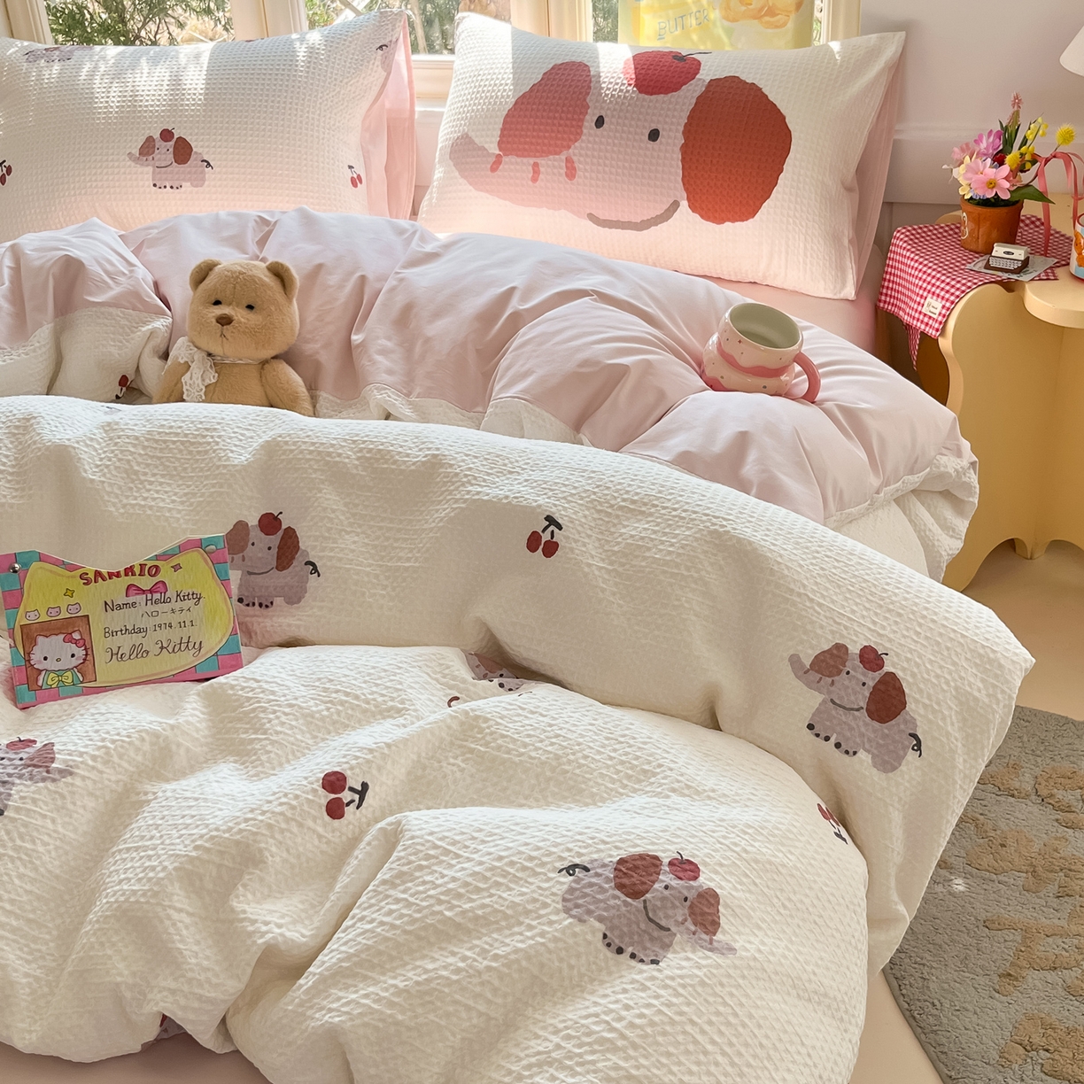 91家纺网 家纺一手货源 找家纺 （总）如一 2026新款全棉纯棉华夫格大版数码印花四件套