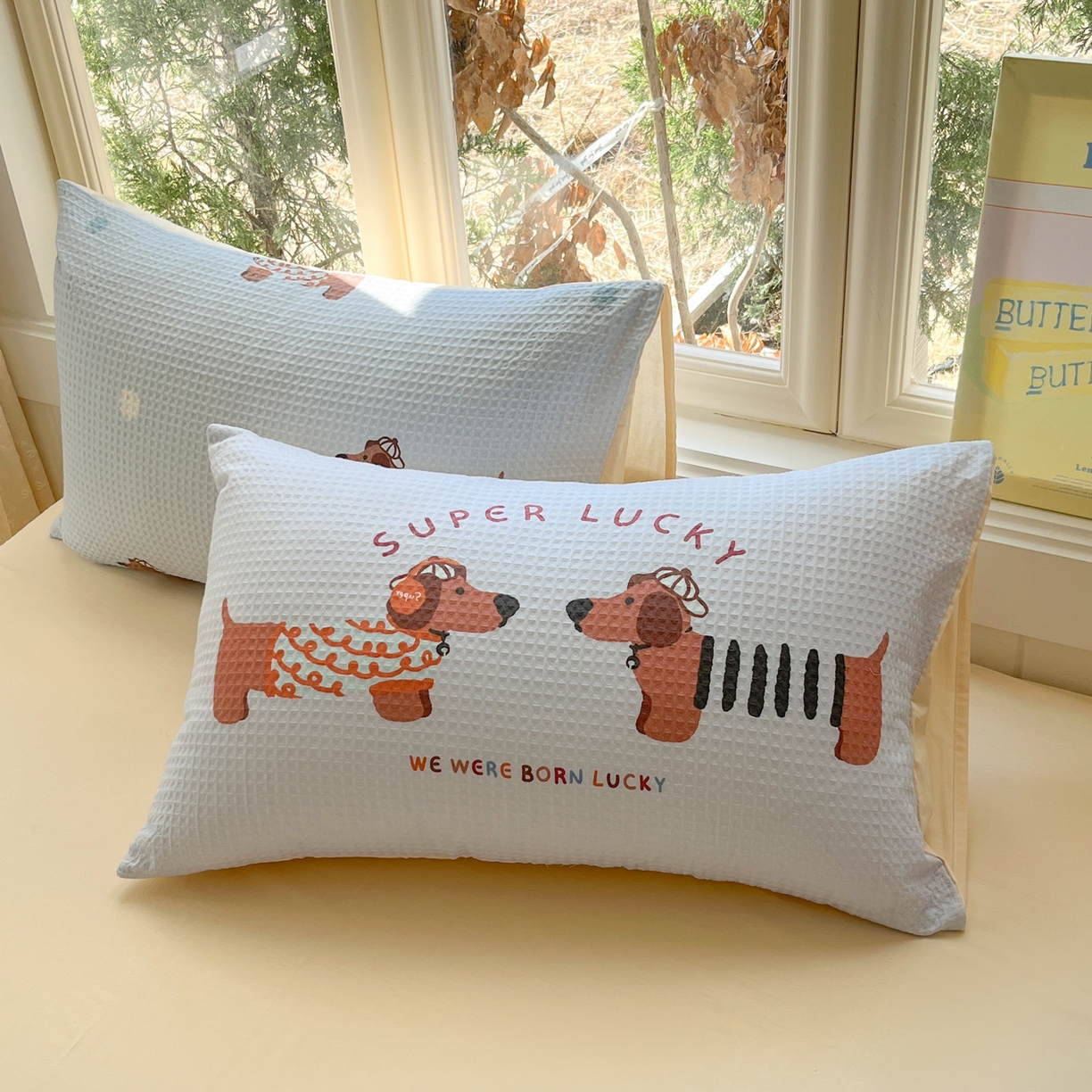 91家纺网 家纺一手货源 找家纺 如一 2026新款全棉纯棉华夫格大版数码印花四件套 音乐狗