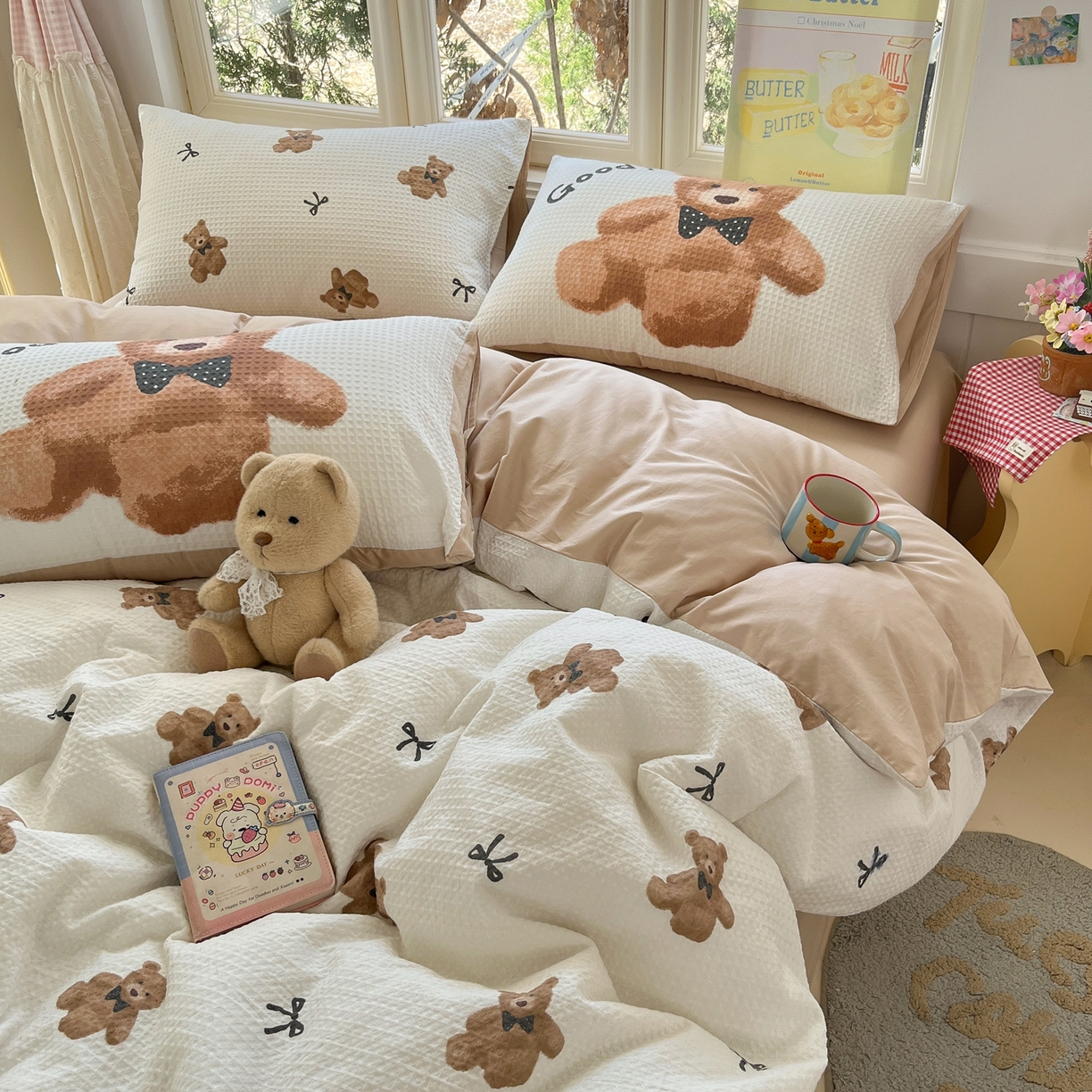 91家纺网 家纺一手货源 找家纺 （总）如一 2026新款全棉纯棉华夫格大版数码印花四件套