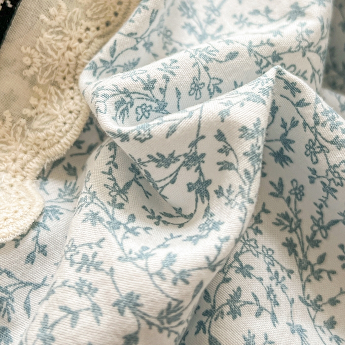 91家纺网 家纺一手货源 找家纺 韩秀家纺 2026新款A类仿棉四件套超柔古法棉水洗棉法式花边床笠四件套 烟雨浅兰（提供买家秀）