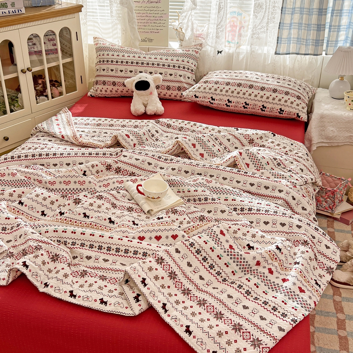 91家纺网 家纺一手货源 找家纺 老K (原美阁） 2026新款泡芙棉夏被四件套双层纱泡芙纱单夏被 波西米亚