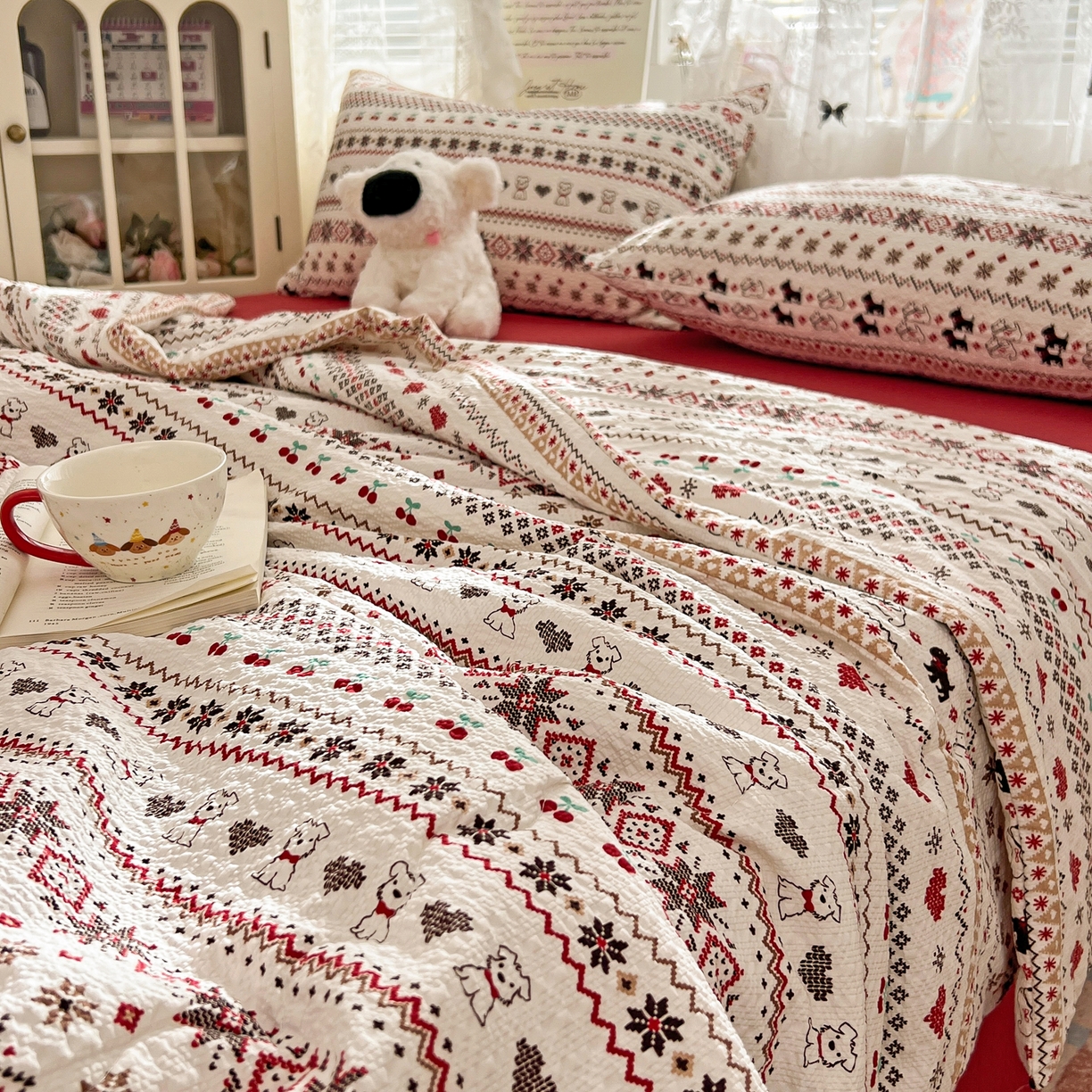 91家纺网 家纺一手货源 找家纺 老K (原美阁） 2026新款泡芙棉夏被四件套双层纱泡芙纱单夏被 波西米亚